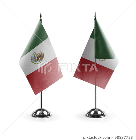 Small national flags of the Mexico on a white background 98527758