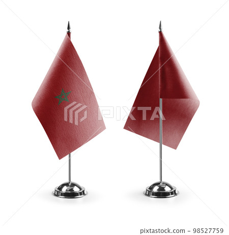 Small national flags of the Morocco on a white background 98527759