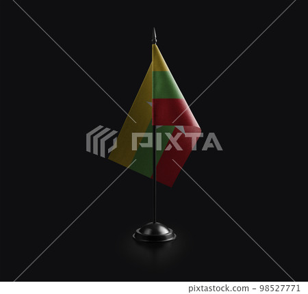 Small national flag of the Myanmar on a black background 98527771