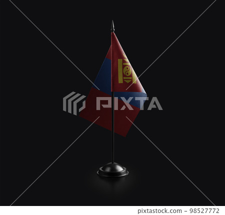 Small national flag of the Mongolia on a black background 98527772