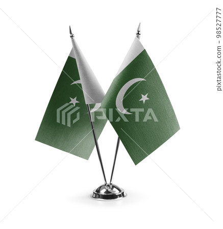 Small national flags of the Pakistan on a white background 98527777