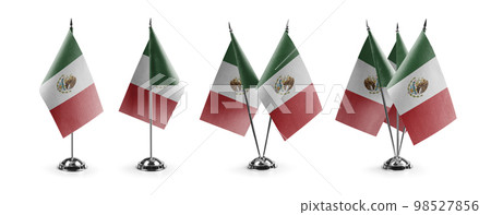 Small national flags of the Mexico on a white background 98527856