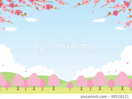 Illustration of spring cherry blossom landscape_side_2 98528221