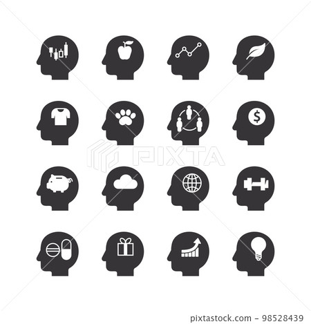 Mind Map Head Infographic template. flat icons collection. simple design vector 98528439