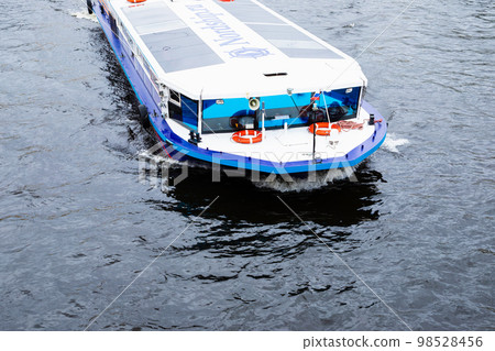 tourist boat, Cruise boat on river channel. Close-up 98528456