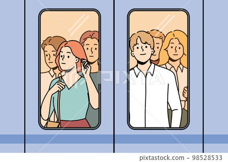 People near doors in metro train People near doors in metro train 98528533