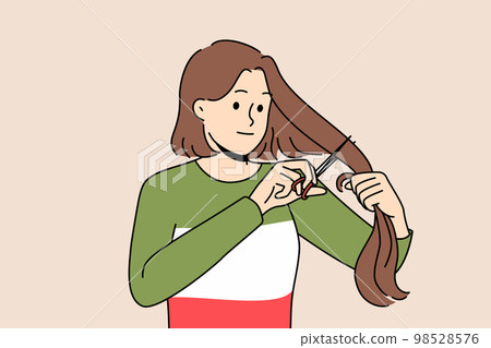 Woman cut hair stand with Iranian women Woman cut hair stand with Iranian women 98528576