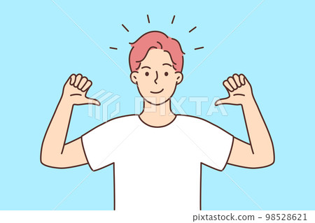 Smiling confident man point at himself 98528621