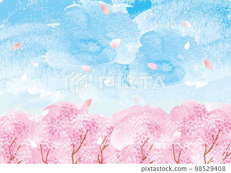 Cherry blossom gentle spring background illustration 98529408
