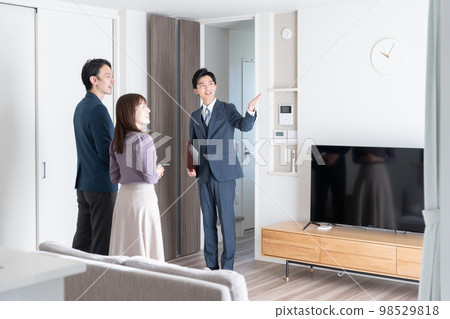 Real estate salesman who guides the house (introspection, preview, condominium, apartment, businessman) 98529818