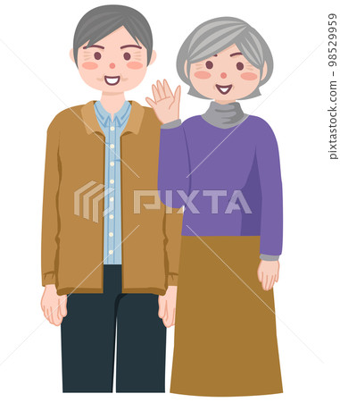 Elderly couple greeting 98529959