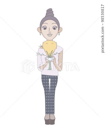 Black woman with mimosa for international women's day 98530817