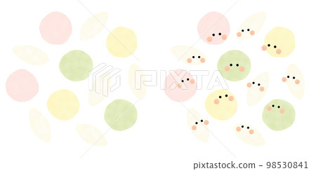 Arranged in a circle in four colors, with and without faces Arranged in a circle in four colors, with and without faces 98530841