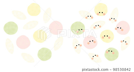 Arranged in a circle in four colors, with and without faces Arranged in a circle in four colors, with and without faces 98530842