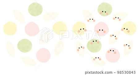 Arranged in a circle in four colors, with and without faces Arranged in a circle in four colors, with and without faces 98530843