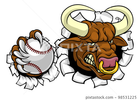 Bull Minotaur Longhorn Cow Baseball Mascot Cartoon Bull Minotaur Longhorn Cow Baseball Mascot Cartoon 98531225