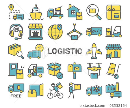 物流彩線圖標集 98532164