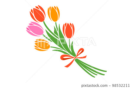 簡單的春天花朵鬱金香花束插畫_矢量素材_鮮豔的紅色_透明PNG 簡單的春天花朵鬱金香花束插畫_矢量素材_鮮豔的紅色_透明PNG 98532211