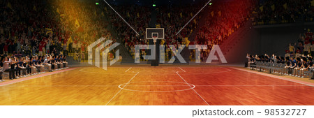 Dark 3D model of empty basketball arena, court, playground for basketball game competition, championship. Stadium full of lively sport fans. Tournament Dark 3D model of empty basketball arena, court, playground for basketball game competition, championship. Stadium full of lively sport fans. Tournament 98532727