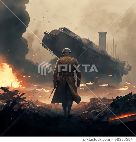 destruction, fire, soldier 98533594