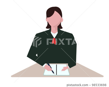 A student in uniform studying at a desk. gakuran, student A student in uniform studying at a desk. gakuran, student 98533698