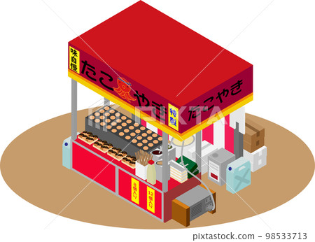 Isometric takoyaki stall illustration 98533713