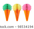 Set of multi-colored decorations from corrugated paper in the form of ice cream 98534194