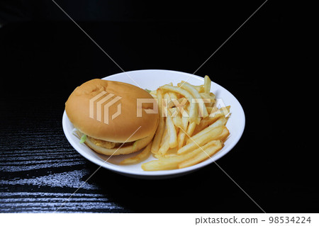 Hamburger and potato 98534224