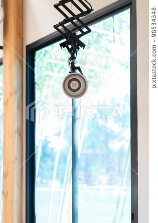 close up LED spotlight in the seminar classroom without anyone in picture. 98534348