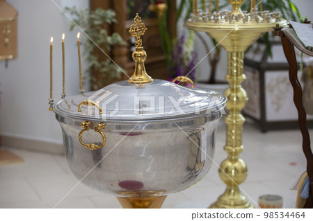 Bowl for Orthodox baptism of children in the temple. Bowl for Orthodox baptism of children in the temple. 98534464