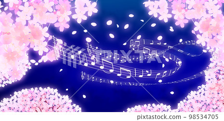 Cherry blossoms at night, cherry blossom festival, background material Cherry blossoms at night, cherry blossom festival, background material 98534705