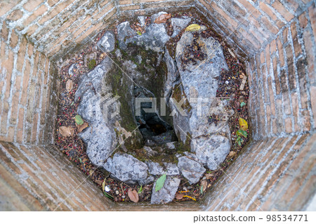 Close up in the HOLE Inside the TUNG TREE, the spiritual area in Wat Phra That Doi Tung Temple, Chiang Rai Province, North of Thailand. 98534771
