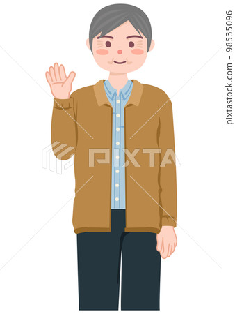舉手打招呼的老人 舉手打招呼的老人 98535096