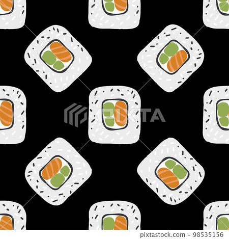 Seamless pattern with Sushi roll maki illustration 98535156