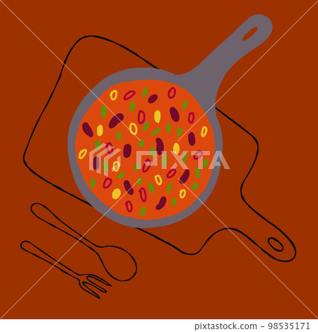 Mexican food Chili Con Carne illustration on a red 98535171