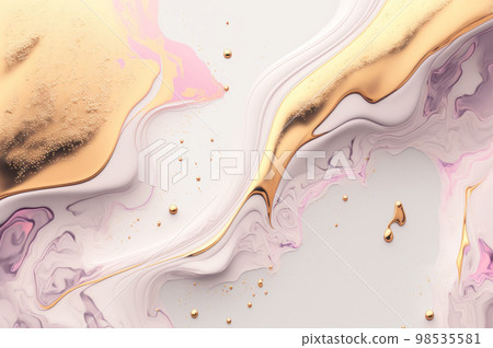 Abstract pastel sweet color tone marble texture alcohol ink style with gold glitter shimmer. 98535581
