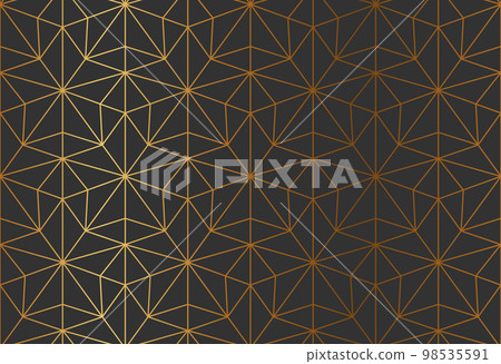 Golden star thin line geometric seamless patern, elegant abstract wrapping paper design. Starry shape lace luxury fabric pattern design. Gold Christmas style holiday dark triangle background Golden star thin line geometric seamless patern, elegant abstract wrapping paper design. Starry shape lace luxury fabric pattern design. Gold Christmas style holiday dark triangle background 98535591