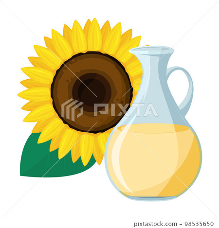 Vector illustration of sunflower and sunflower oil. Vector illustration of sunflower and sunflower oil. 98535650