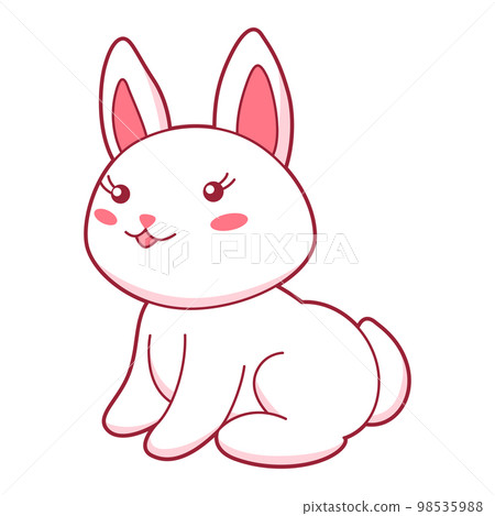 Kawaii cute illustration of little bunny. Funny animal character in cartoon style. 98535988
