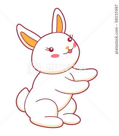 Kawaii cute illustration of little bunny. Funny animal character in cartoon style. 98535997