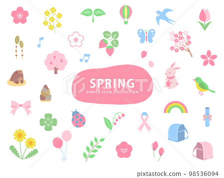 Spring simple illustration icon set / Normal / Cherry blossoms, flowers, nature, plants, animals Spring simple illustration icon set / Normal / Cherry blossoms, flowers, nature, plants, animals 98536094