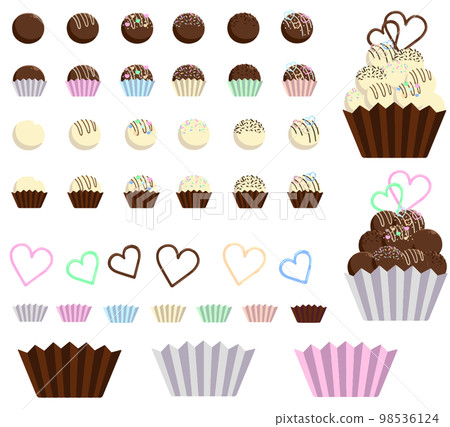 Variation material of round chocolate and chocolate served in a cup Variation material of round chocolate and chocolate served in a cup 98536124