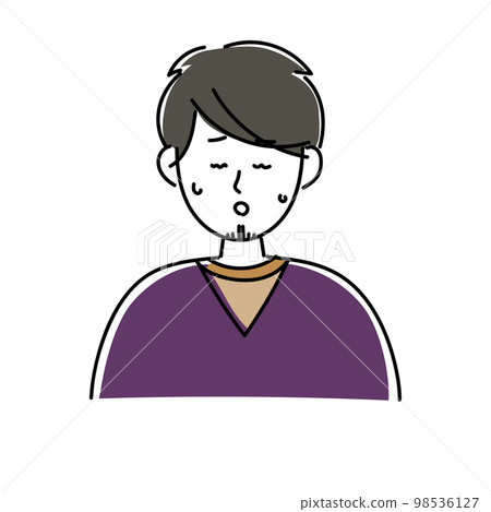 An icon in which a man with a stylish beard has a stomachache 98536127