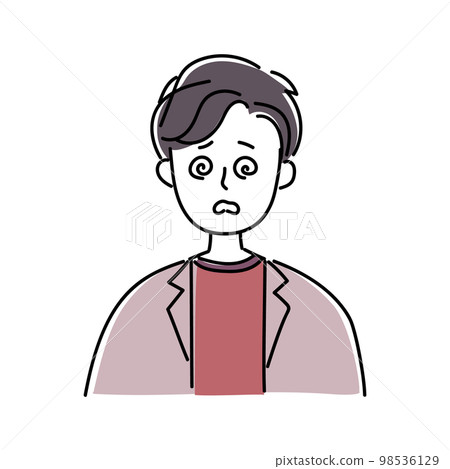 一個穿著夾克的令人耳目一新的男人翻著白眼的偶像 98536129