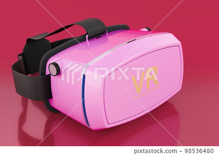 White virtual reality glasses in trending viva magenta colors, 3D rendering 98536480