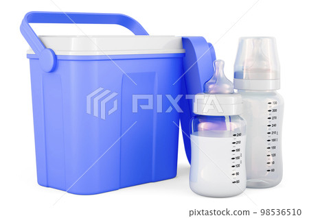 Baby bottles with Portable Cool Box. 3D rendering 98536510