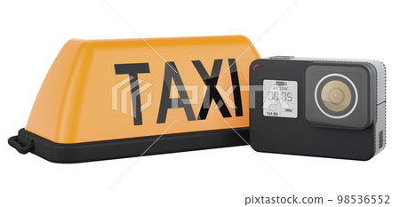 Dashcam with taxi car signboard, 3D rendering 98536552