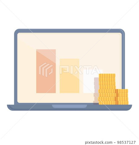 Laptop trade graph icon cartoon vector. Money education. Training job 98537127