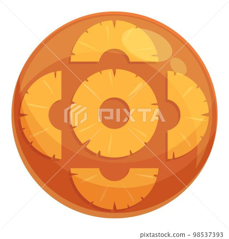 Cooking upside-down cake icon cartoon vector. Pineapple tart. Top sugar 98537393