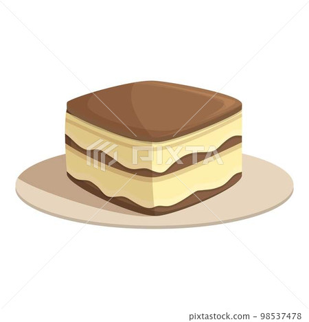 Funny tiramisu icon cartoon vector. Cake food. Biscuit plate Funny tiramisu icon cartoon vector. Cake food. Biscuit plate 98537478